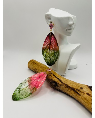 PENDIENTES ARTESANOS DE HOJA NATURAL ESQUELETIZADA