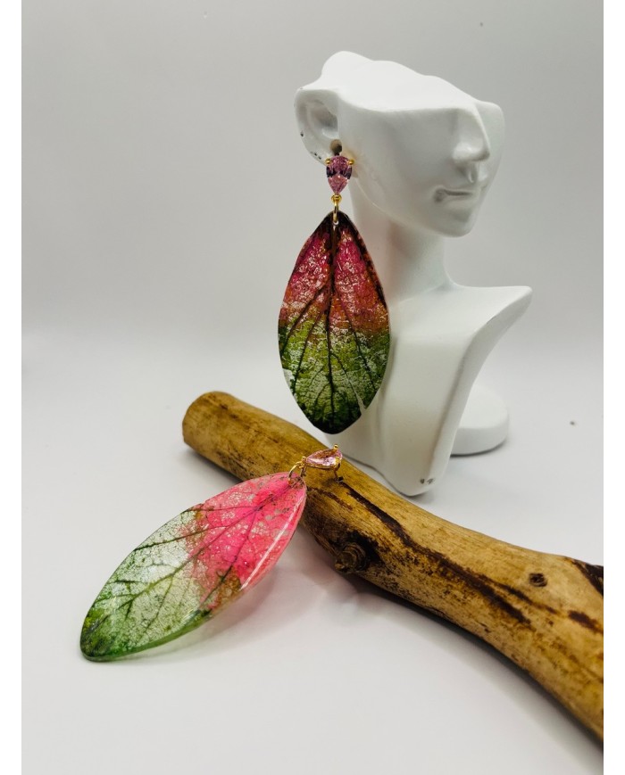 PENDIENTES ARTESANOS DE HOJA NATURAL ESQUELETIZADA