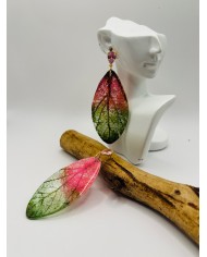 PENDIENTES ARTESANOS DE HOJA NATURAL ESQUELETIZADA