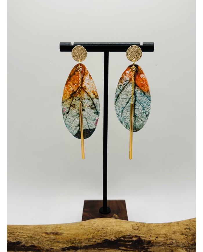 PENDIENTES ARTESANOS DE HOJA NATURAL ESQUELETIZADA