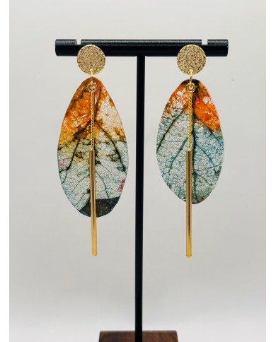 PENDIENTES ARTESANOS DE HOJA NATURAL ESQUELETIZADA