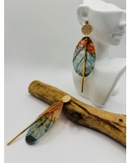 PENDIENTES ARTESANOS DE HOJA NATURAL ESQUELETIZADA