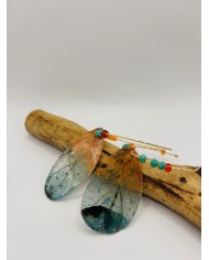 PENDIENTES ARTESANOS DE HOJA NATURAL ESQUELETIZADA