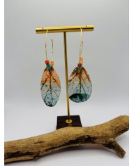 PENDIENTES ARTESANOS DE HOJA NATURAL ESQUELETIZADA