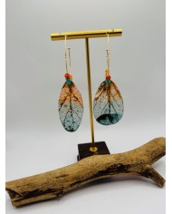 PENDIENTES ARTESANOS DE HOJA NATURAL ESQUELETIZADO