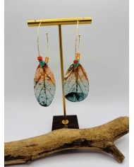 PENDIENTES ARTESANOS DE HOJA NATURAL ESQUELETIZADA