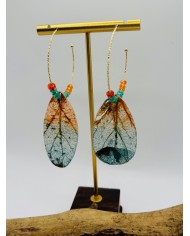 PENDIENTES ARTESANOS DE HOJA NATURAL ESQUELETIZADA