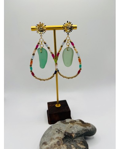 PENDIENTES ARTESANOS DE CRISTAL MARINO