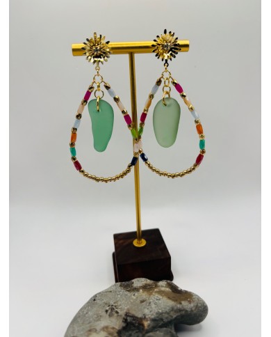 PENDIENTES ARTESANOS DE CRISTAL MARINO