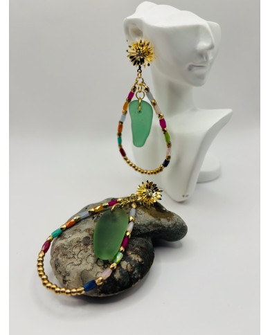 PENDIENTES ARTESANOS DE CRISTAL MARINO