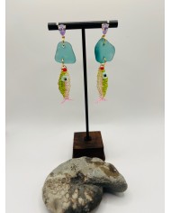 PENDIENTES ARTESANOS DE CRISTAL MARINO O LÁGRIMAS DE SIRENA