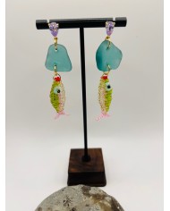 PENDIENTES ARTESANOS DE CRISTAL MARINO O LÁGRIMAS DE SIRENA
