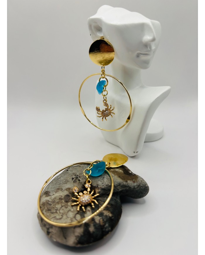 PENDIENTES ARTESANOS DE CRISTAL MARINO O LÁGRIMAS DE SIRENA