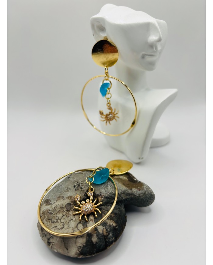 PENDIENTES ARTESANOS DE CRISTAL MARINO O LÁGRIMAS DE SIRENA