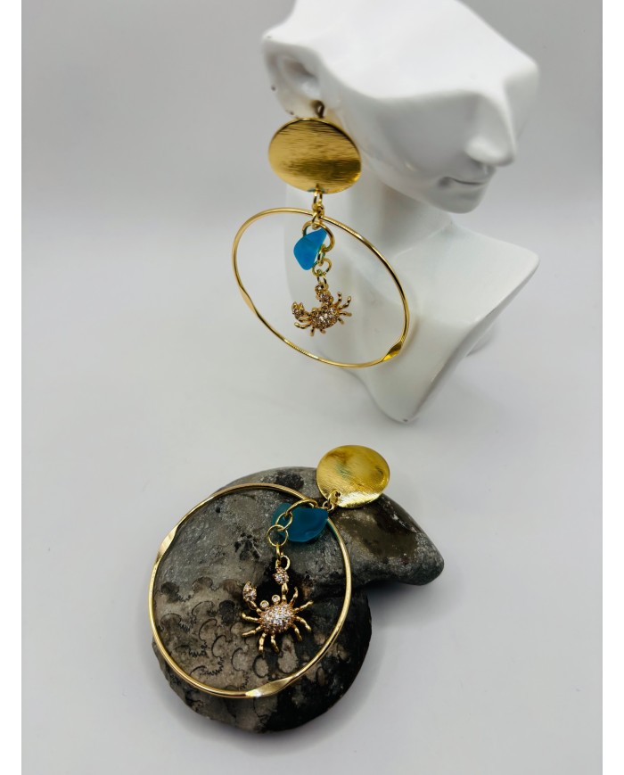 PENDIENTES ARTESANOS DE CRISTAL MARINO O LÁGRIMAS DE SIRENA
