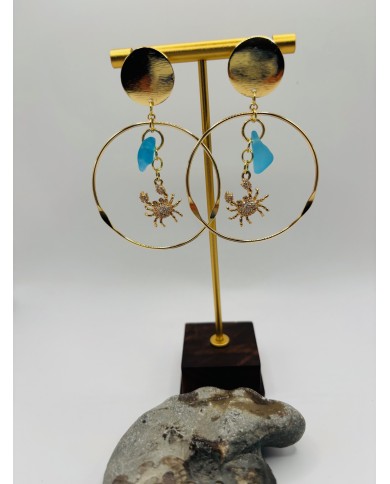 PENDIENTES ARTESANOS DE CRISTAL MARINO O LÁGRIMAS DE SIRENA