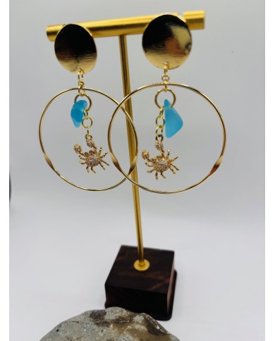 PENDIENTES ARTESANOS DE CRISTAL MARINO O LÁGRIMAS DE SIRENA