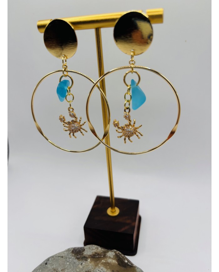 PENDIENTES ARTESANOS DE CRISTAL MARINO O LÁGRIMAS DE SIRENA