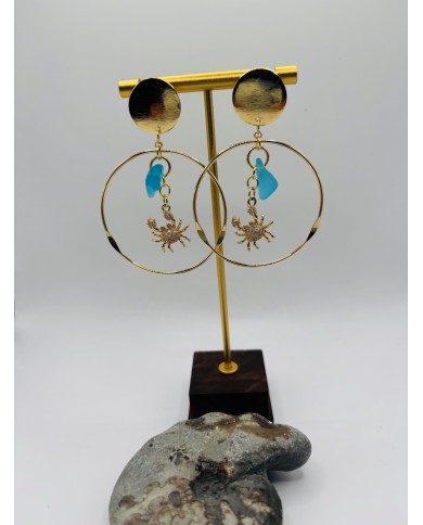 PENDIENTES ARTESANOS DE CRISTAL MARINO O LÁGRIMAS DE SIRENA