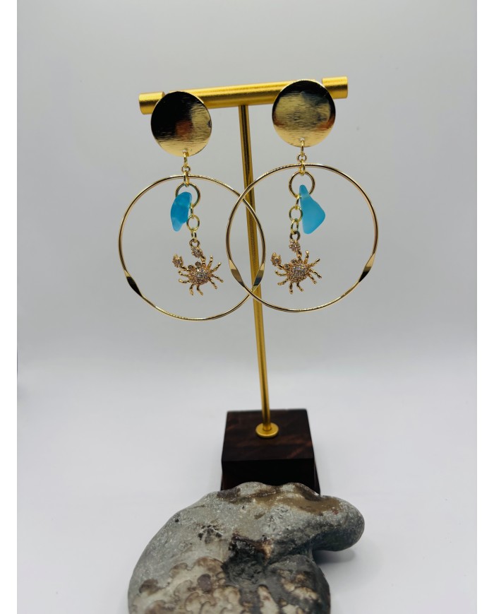 PENDIENTES ARTESANOS DE CRISTAL MARINO O LÁGRIMAS DE SIRENA