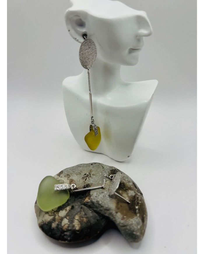 PENDIENTES ARTESANOS DE CRISTAL MARINO