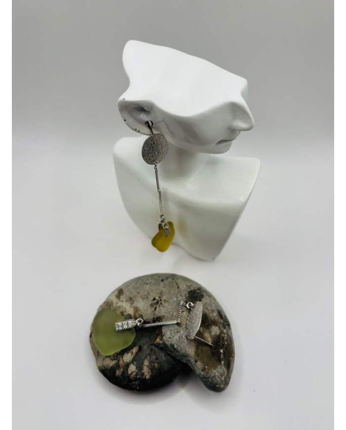 PENDIENTES ARTESANOS DE CRISTAL MARINO