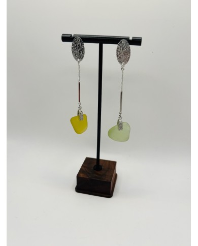 PENDIENTES ARTESANOS DE CRISTAL MARINO