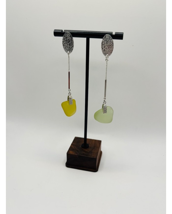 PENDIENTES ARTESANOS DE CRISTAL MARINO