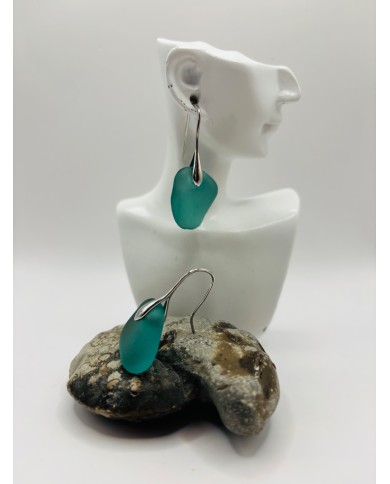 PENDIENTES ARTESANOS DE CRISTAL MARINO