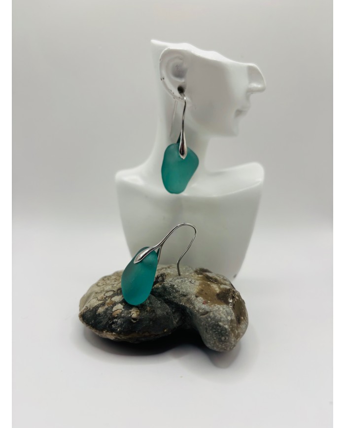 PENDIENTES ARTESANOS DE CRISTAL MARINO