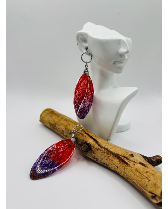 PENDIENTES ARTESANOS DE HOJA NATURAL ESQUELETIZADA