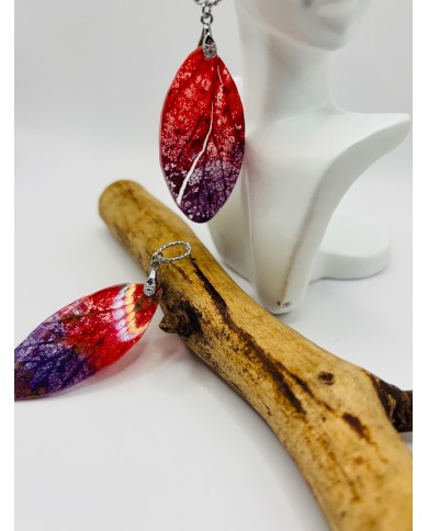 PENDIENTES ARTESANOS DE HOJA NATURAL ESQUELETIZADA