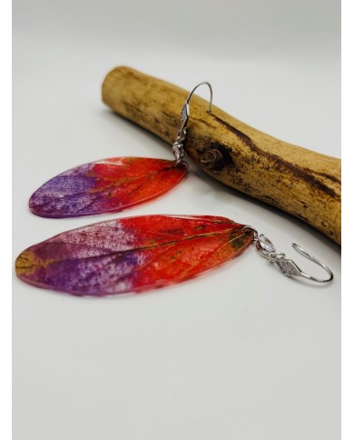 PENDIENTES ARTESANOS DE HOJA NATURAL ESQUELETIZADA