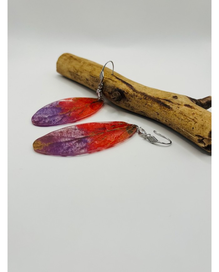 PENDIENTES ARTESANOS DE HOJA NATURAL ESQUELETIZADA