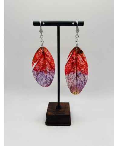 PENDIENTES ARTESANOS DE HOJA NATURAL ESQUELETIZADA