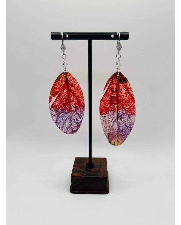 PENDIENTES ARTESANOS DE HOJA NATURAL ESQUELETIZADA