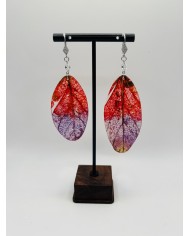 PENDIENTES ARTESANOS DE HOJA NATURAL ESQUELETIZADA
