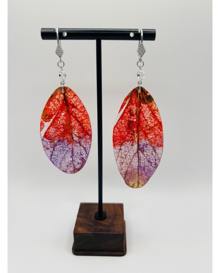 PENDIENTES ARTESANOS DE HOJA NATURAL ESQUELETIZADA