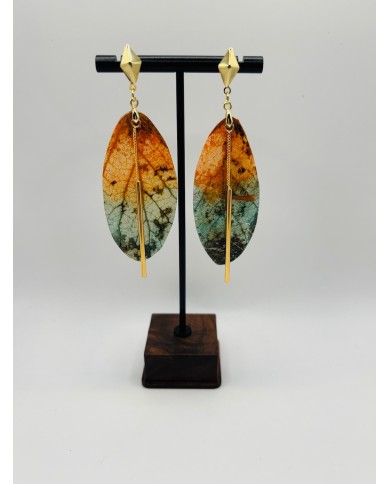 PENDIENTES ARTESANOS DE HOJA NATURAL ESQUELETIZADA