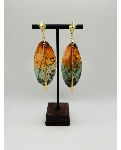 PENDIENTES ARTESANOS DE HOJA NATURAL ESQUELETIZADA