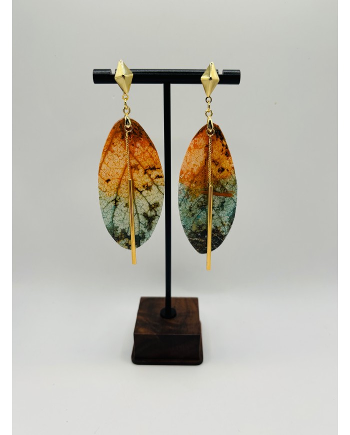 PENDIENTES ARTESANOS DE HOJA NATURAL ESQUELETIZADA
