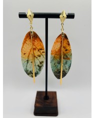 PENDIENTES ARTESANOS DE HOJA NATURAL ESQUELETIZADA