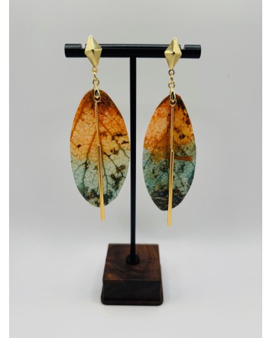 PENDIENTES ARTESANOS DE HOJA NATURAL ESQUELETIZADA