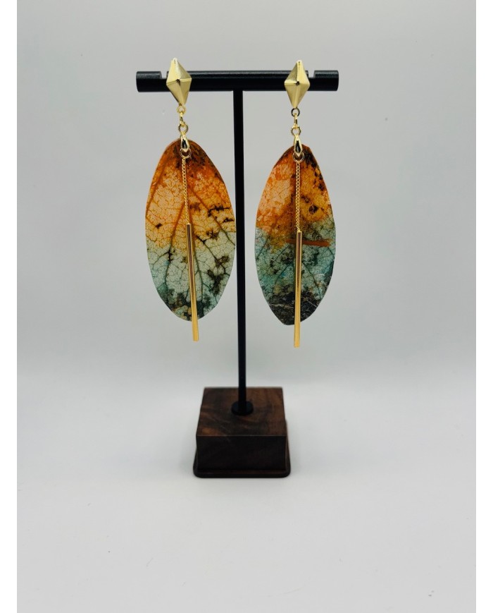 PENDIENTES ARTESANOS DE HOJA NATURAL ESQUELETIZADA
