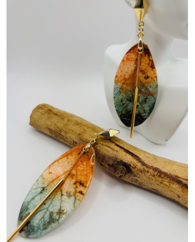 PENDIENTES ARTESANOS DE HOJA NATURAL ESQUELETIZADA