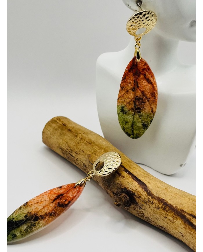 PENDIENTES ARTESANOS DE HOJA NATURAL
