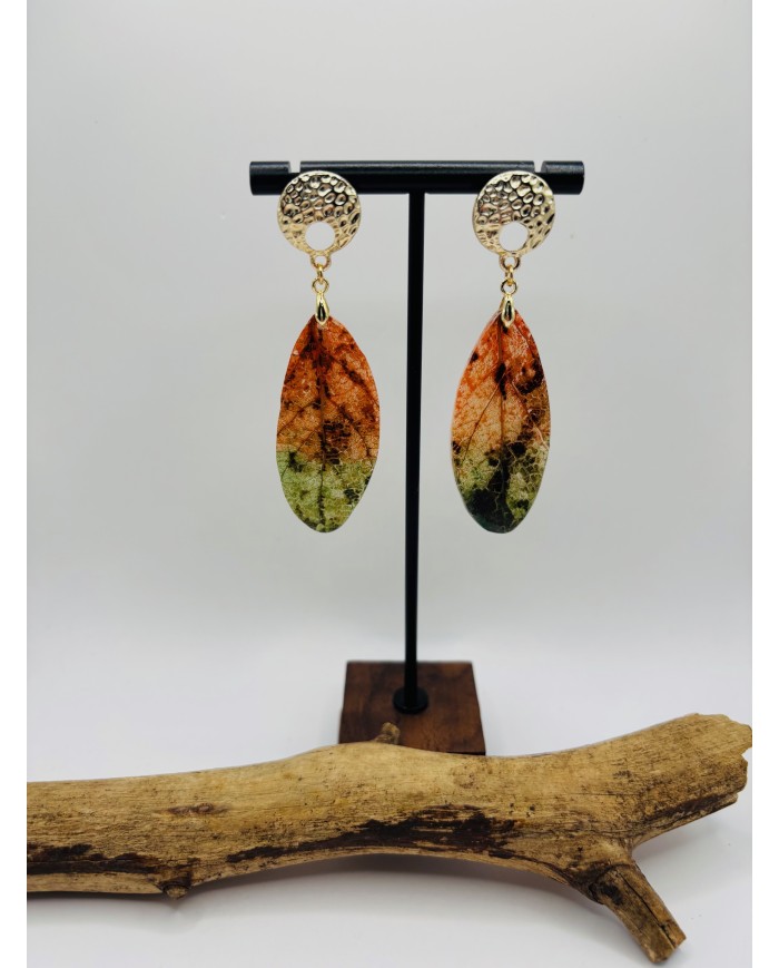 PENDIENTES ARTESANOS DE HOJA NATURAL