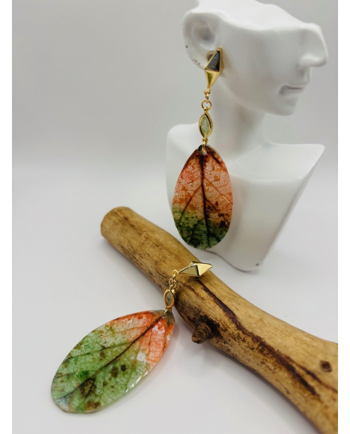 PENDIENTES ARTESANOS DE HOJA NATURAL