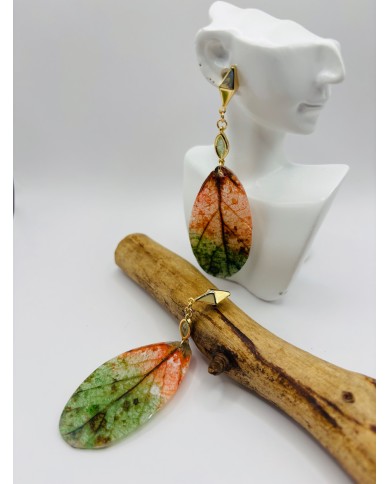 PENDIENTES ARTESANOS DE HOJA NATURAL