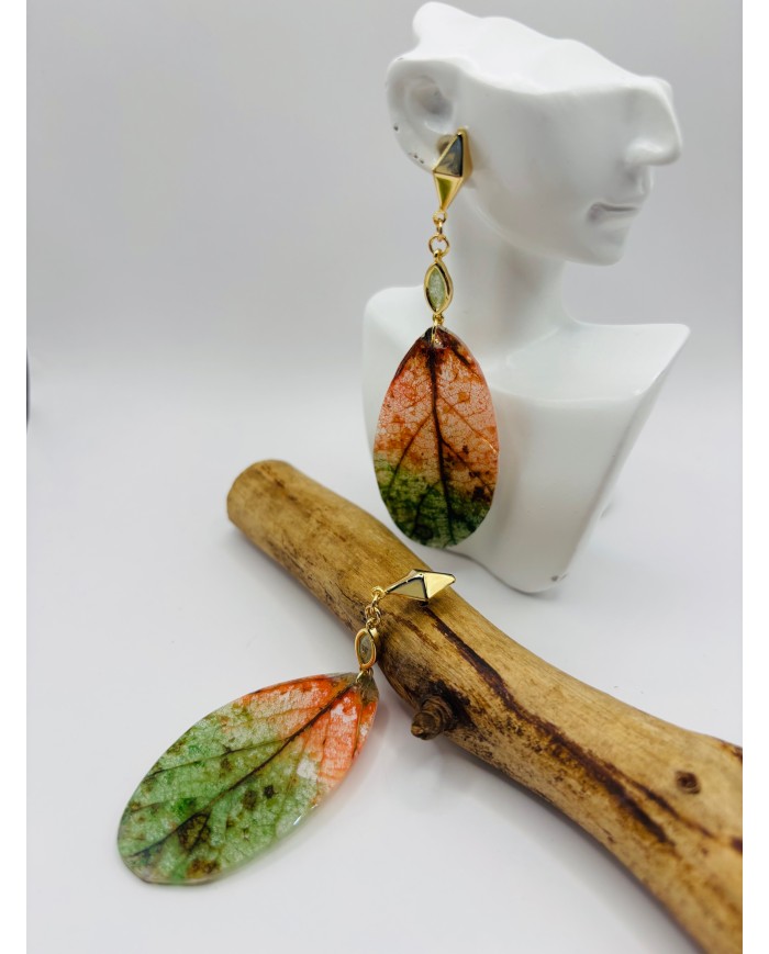 PENDIENTES ARTESANOS DE HOJA NATURAL